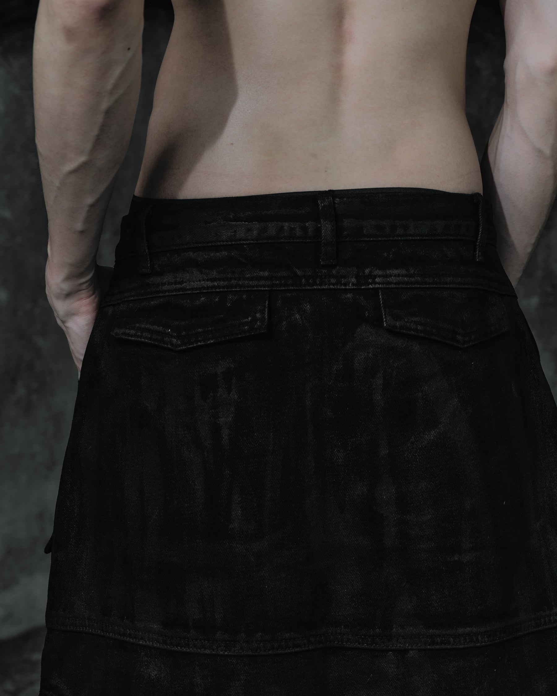 Coated Skirt-Layer Trousers