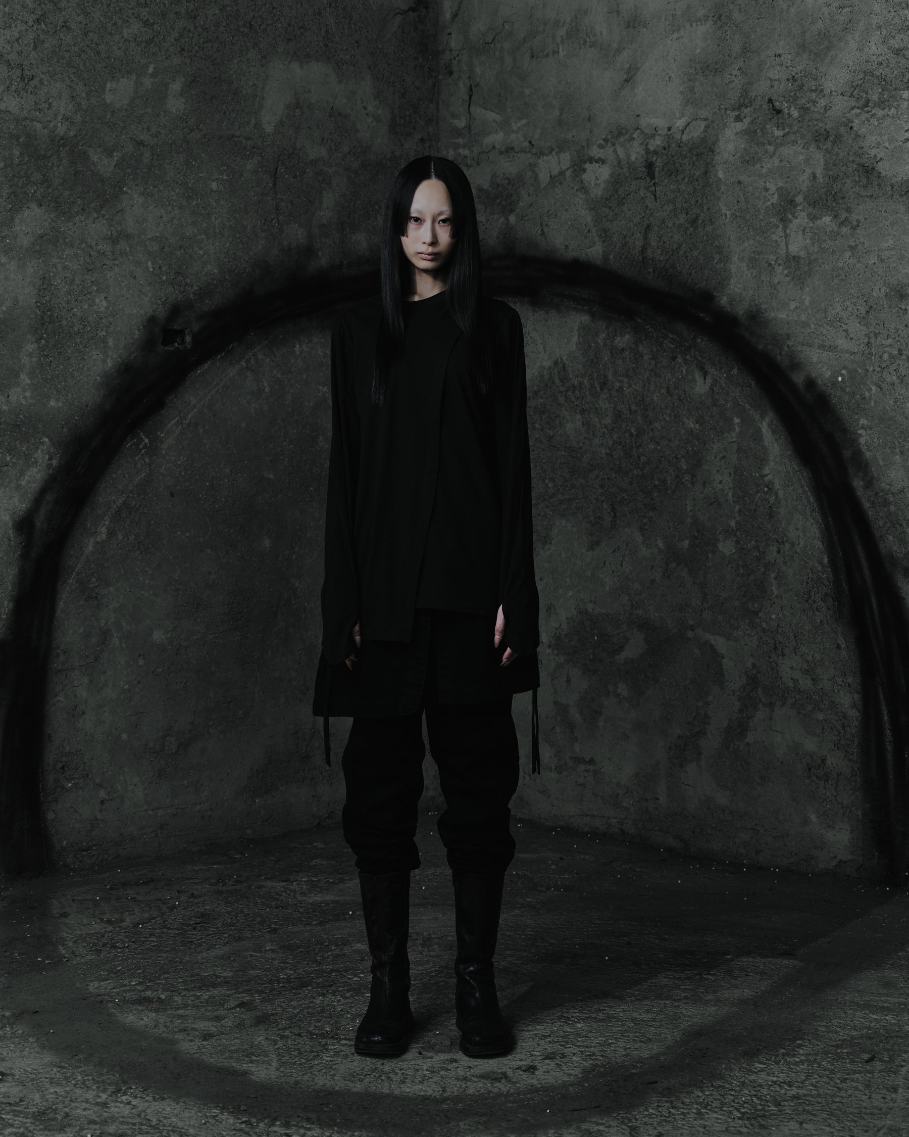 Long-Sleeve Top with Cape Panel