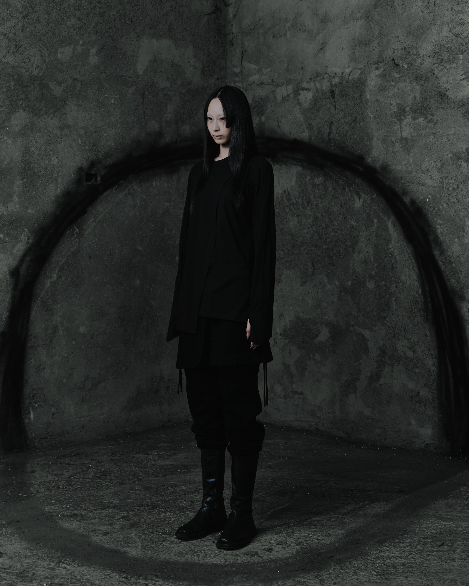 Long-Sleeve Top with Cape Panel