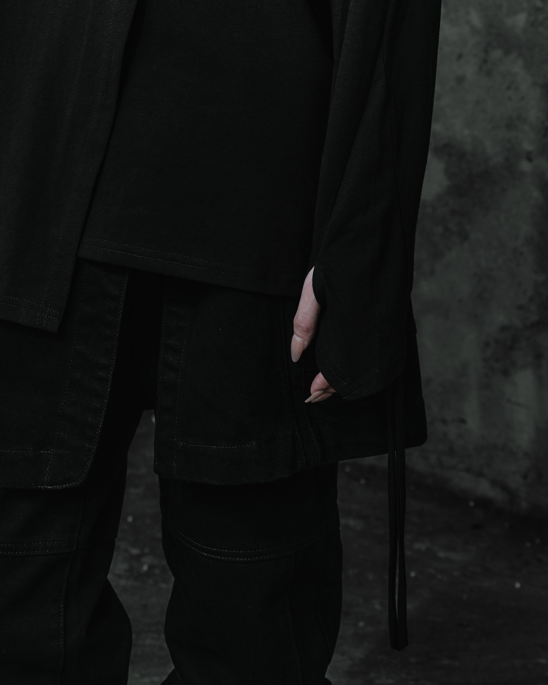 Long-Sleeve Top with Cape Panel