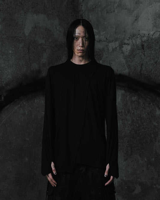 Long-Sleeve Top with Cape Panel