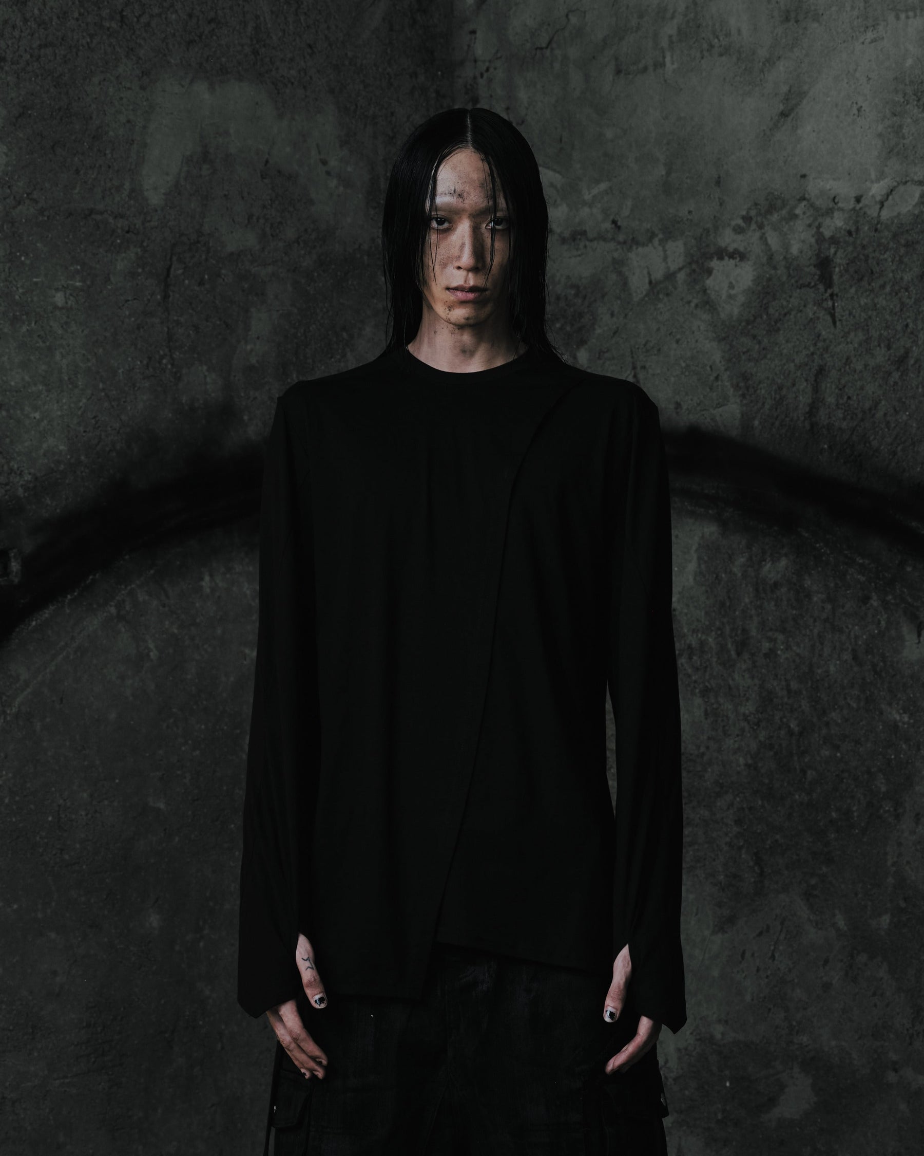 Long-Sleeve Top with Cape Panel