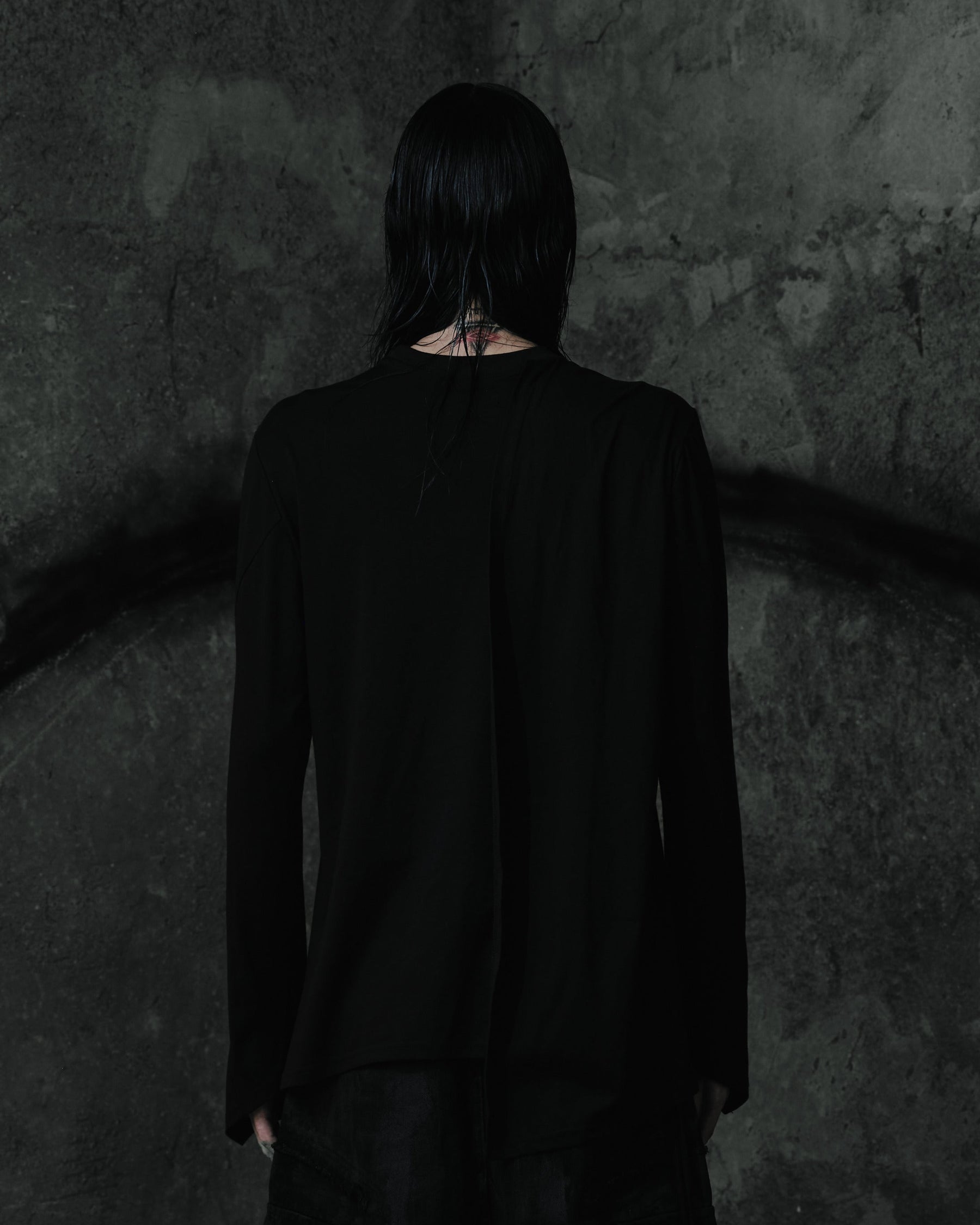 Long-Sleeve Top with Cape Panel