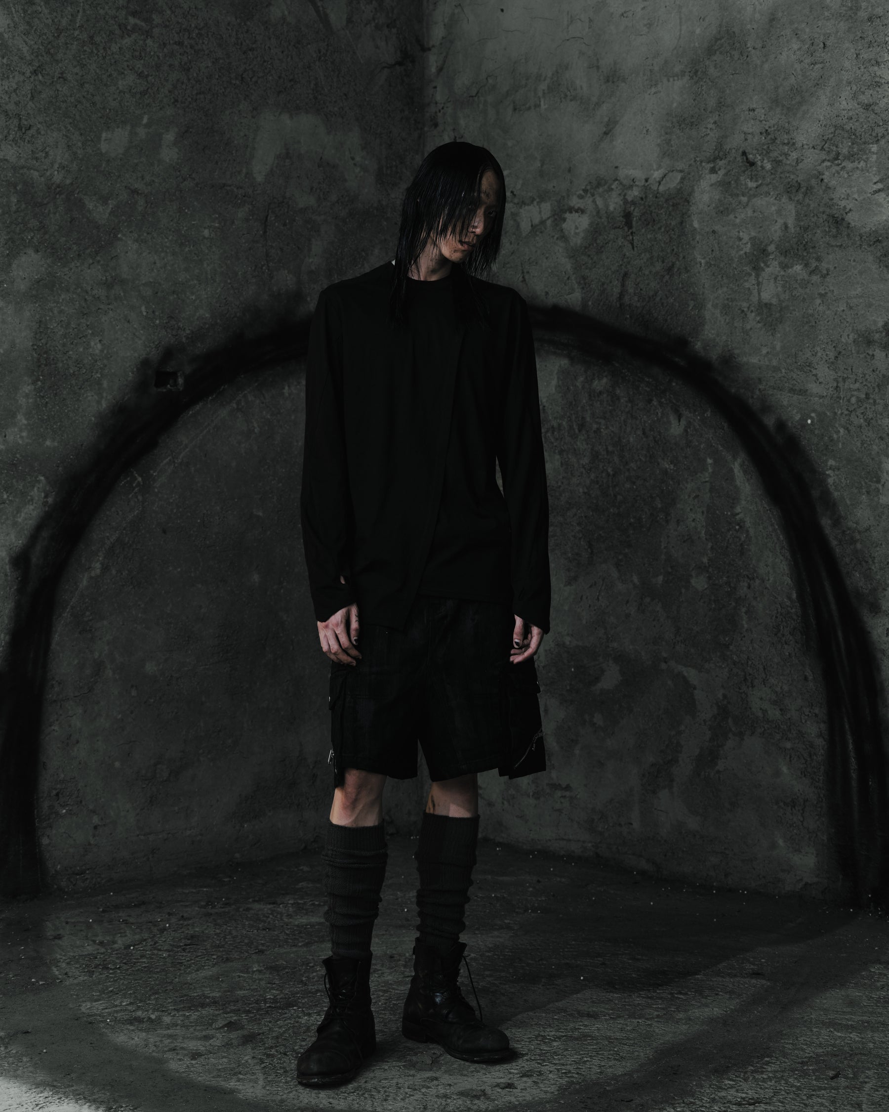 Long-Sleeve Top with Cape Panel